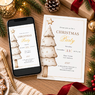 White gold tree modern Christmas Party Invitation