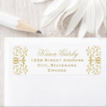 White Gold Vintage Glamour Wedding Return Address<br><div class="desc">Add style to your envelopes with these elegant vintage inspired wedding return address labels that feature an ornate decorative border design with a metallic champagne gold shimmer appearance. Personalise with your return address.</div>