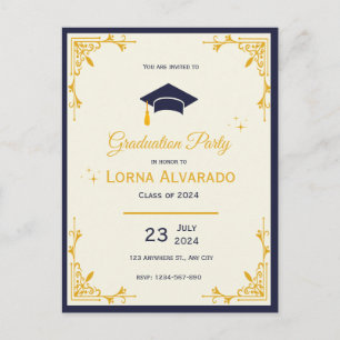 White Gold Vintage Graduation Postcard