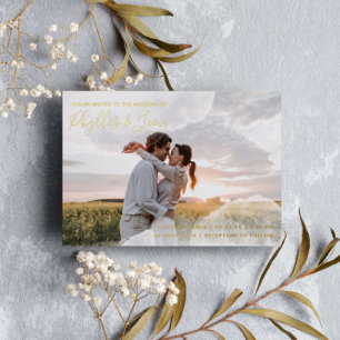 White & Gold Watercolor Informal Photo Wedding