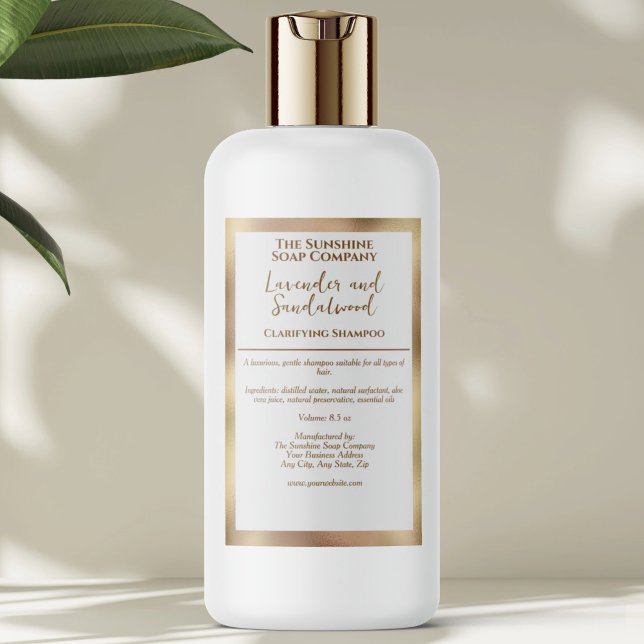 White & gold waterproof cosmetics bottle label (Creator Uploaded)