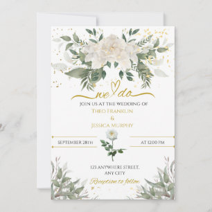 White & Gold 'We Do' Wedding Invitation
