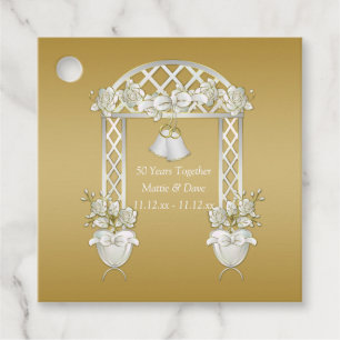 White Gold Wedding Arch 50th Wedding Anniversary Favour Tags