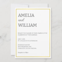 White & Gold Wedding Invitation Template