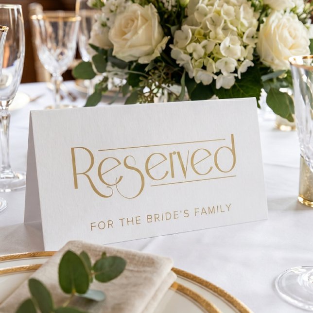 White Gold Wedding Reserved Table Tent Sign (Creator Uploaded)