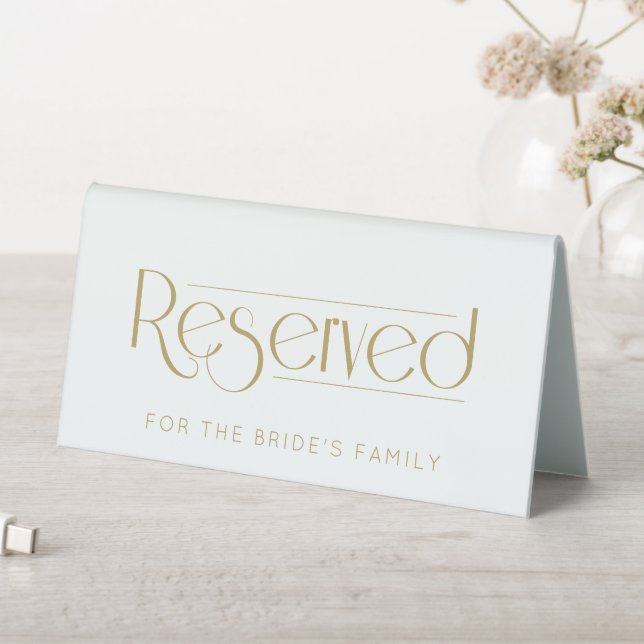 White Gold Wedding Reserved Table Tent Sign (In SItu (Table))