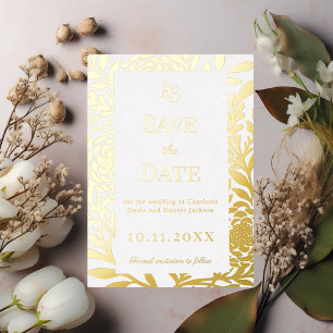 White gold wedding Save the Date foil card