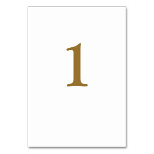 White/Gold Wedding Table Number Card