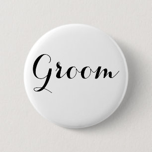 White Gold Wedding Team Groom 6 Cm Round Badge