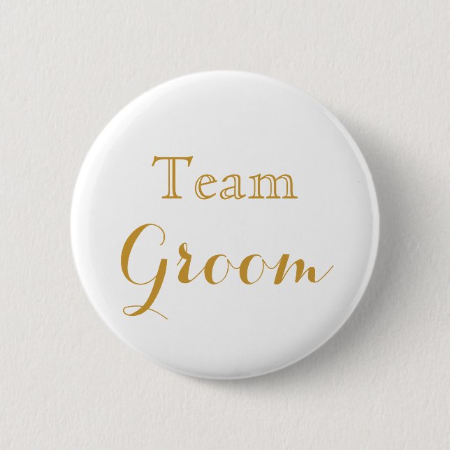 White Gold Wedding Team Groom 6 Cm Round Badge (Front)