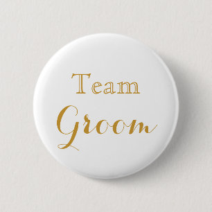 White Gold Wedding Team Groom 6 Cm Round Badge