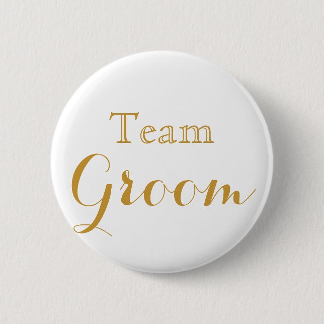 White Gold Wedding Team Groom 6 Cm Round Badge (Front)