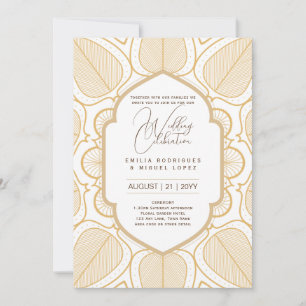 White Gold Wedding Theme Ornate Elegant Classy Invitation