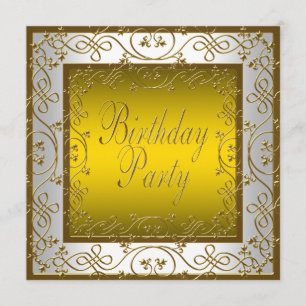 White Gold Womans Birthday Party Invitation