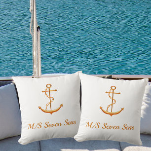 White gold yacht boat anchor name coastal cushion