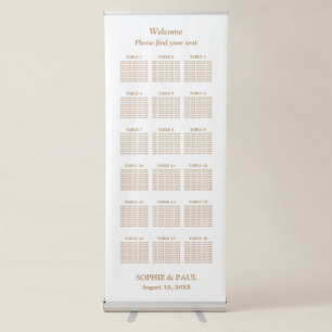 White Golden Beige 18 Table Seating Chart Retractable Banner