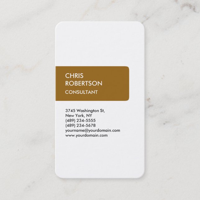 White Golden Brown Attractive Charm Business Card (Front)