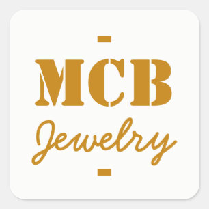 White Golden Brown Initial letter Name DIY Square Sticker