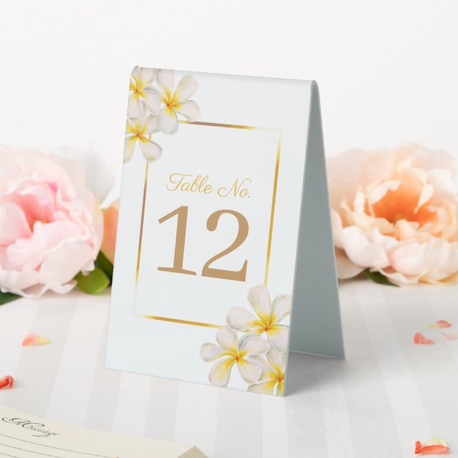 White golden frangipani tropical wedding number (In SItu (Wedding))
