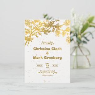 White Golden Modern Wedding Invitation
