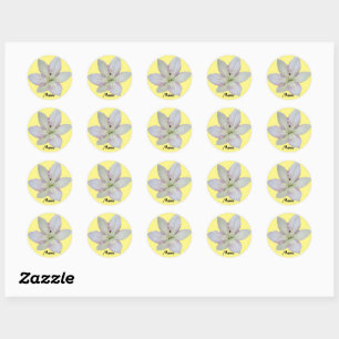 White Golden-rayed lily  Flower ,Personalised Name Classic Round Sticker