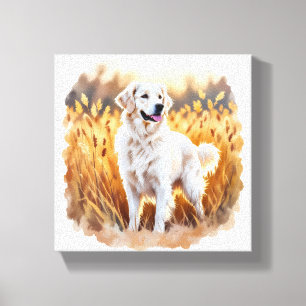 White Golden Retriever Dog Canvas Print