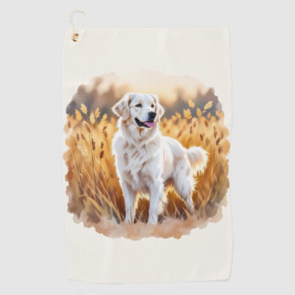 White Golden Retriever Dog Golf Towel