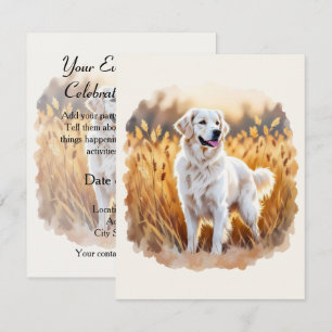 White Golden Retriever Dog Invitation