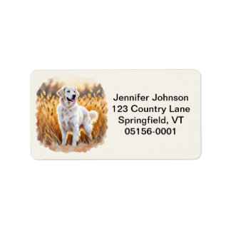 White Golden Retriever Dog Label