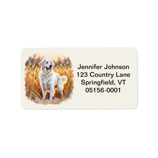 White Golden Retriever Dog Label (Front)