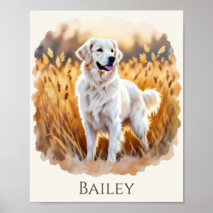 White Golden Retriever Dog Poster