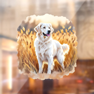 White Golden Retriever Dog Window Cling