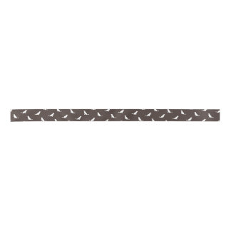 White Golden Retriever Outlines on Chocolate Brown Satin Ribbon