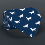 White Golden Retriever Silhouettes Pattern Blue Tie<br><div class="desc">This original Golden Retrievers pattern neck tie makes a great gift for dog dads! Available in a variety of colours, this cool blue tie makes a statement for anyone who loves Goldens. An awesome gift for the guy who wears a tie for business, or for special events like holiday programs,...</div>