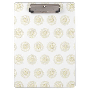 White   Golden Zinnia Flower Medallions Clipboard
