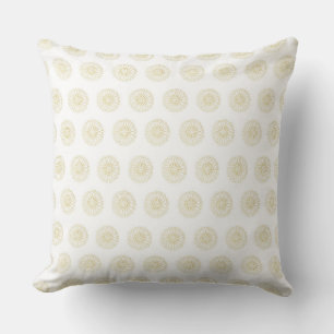 White   Golden Zinnia Flower Medallions Cushion