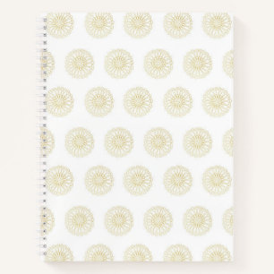 White Golden Zinnia Flower Medallions Notebook