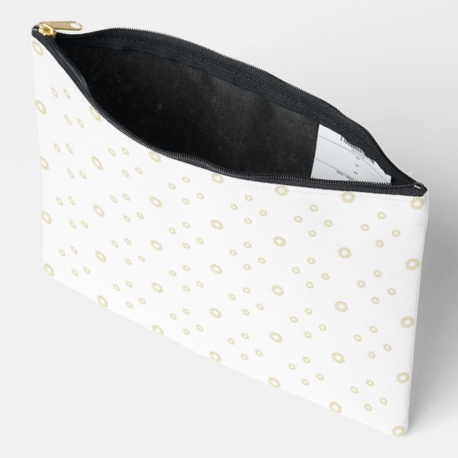 White | Golden Zinnia Sun Accessory Pouch (Open)