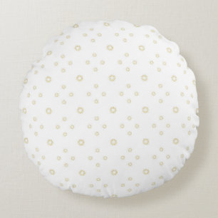 White   Golden Zinnia Sun Round Cushion