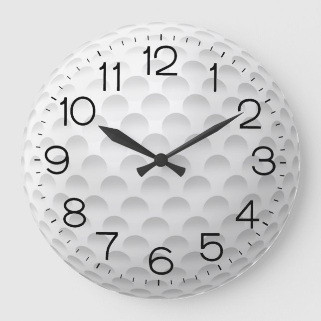 White Golf Ball Design Large Clock (Front)