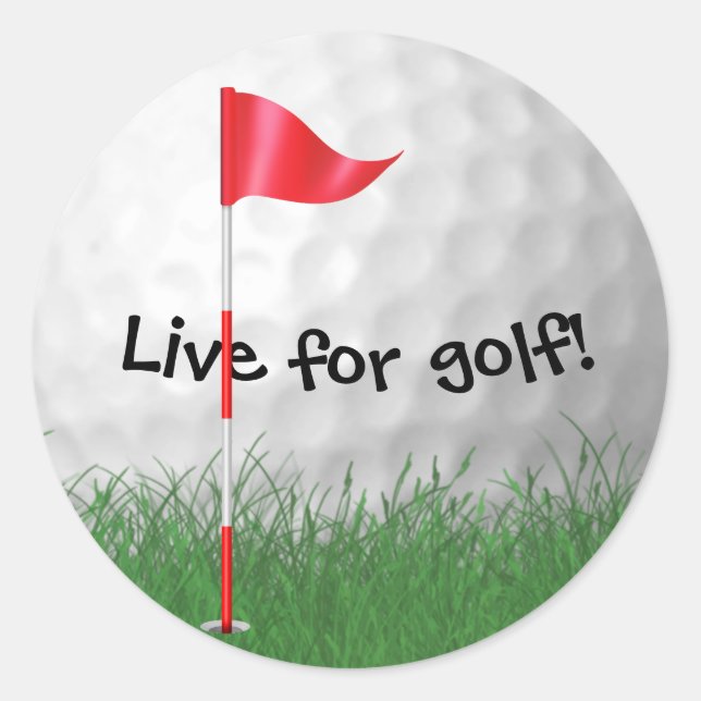 white golf ball with flag classic round sticker (Front)