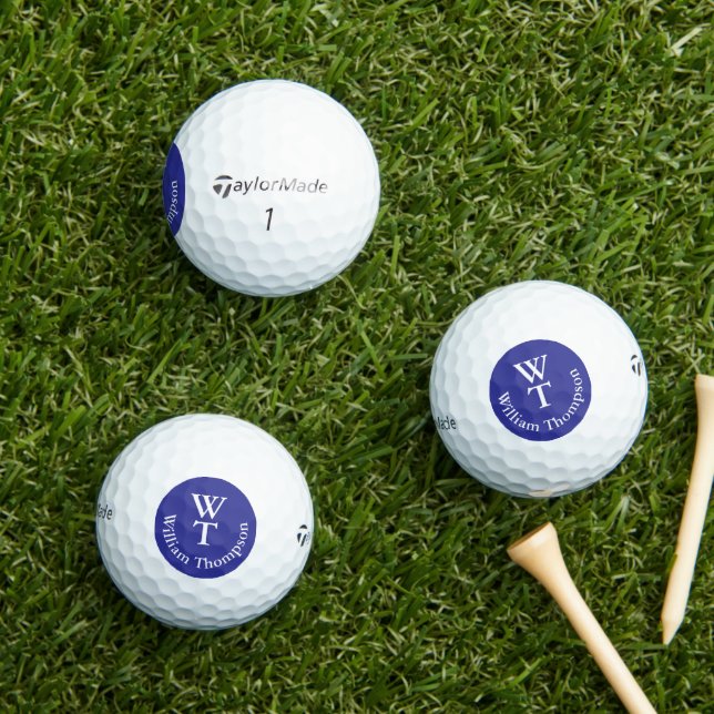White Golf Ball with Name Blue Logo (Insitu Grass)