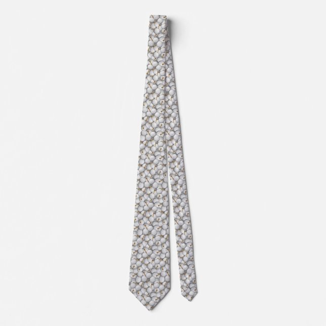 White Golf Balls and Tees Tie (Front)