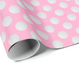 White Golf Balls on Carnation Pink Wrapping Paper