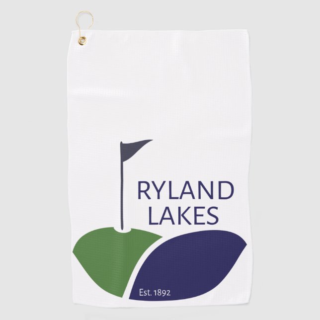 White Golf Towel - Modern Lake Lgo (Front)