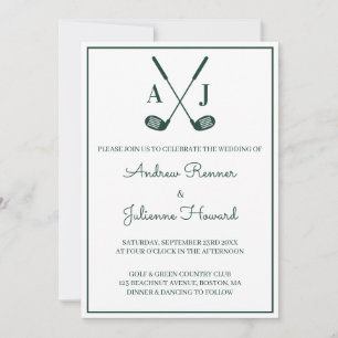 White Golf Wedding Invitation