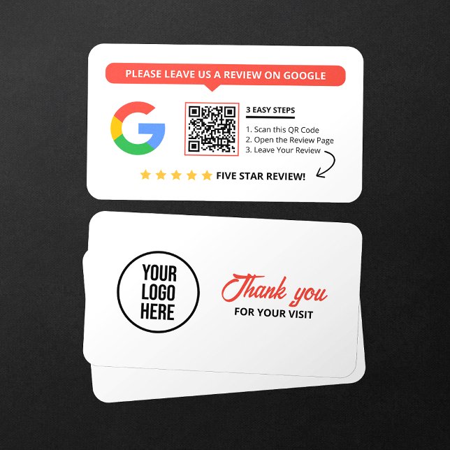 White Google Reviews QR Code Business Review Link  Card (Creator Uploaded)