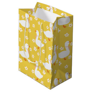 White Goose and Daisies Medium Gift Bag