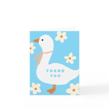 White Goose and Daisies Thank You Blue