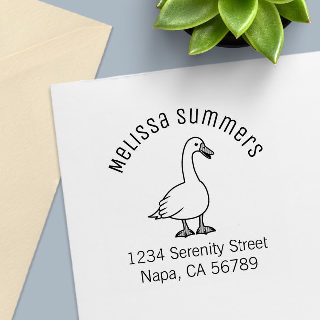 White Goose Arch Address Self-inking Stamp (Creator Uploaded)